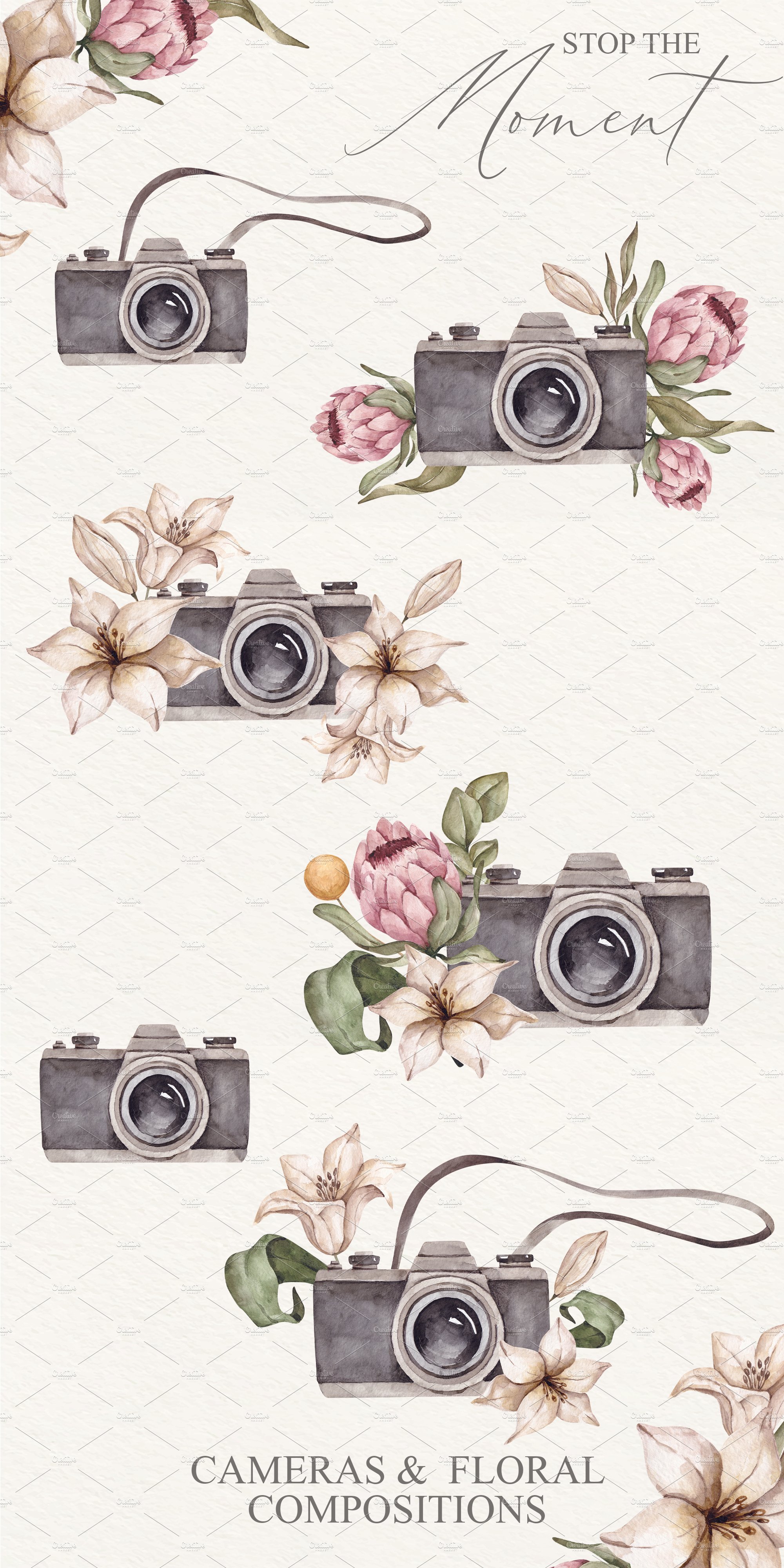 Watercolor Vintage Camera Clipart preview image.