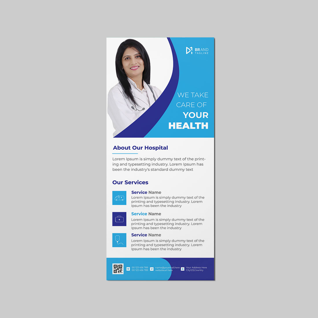 Medical healthcare rack card or dl flyer template preview image.