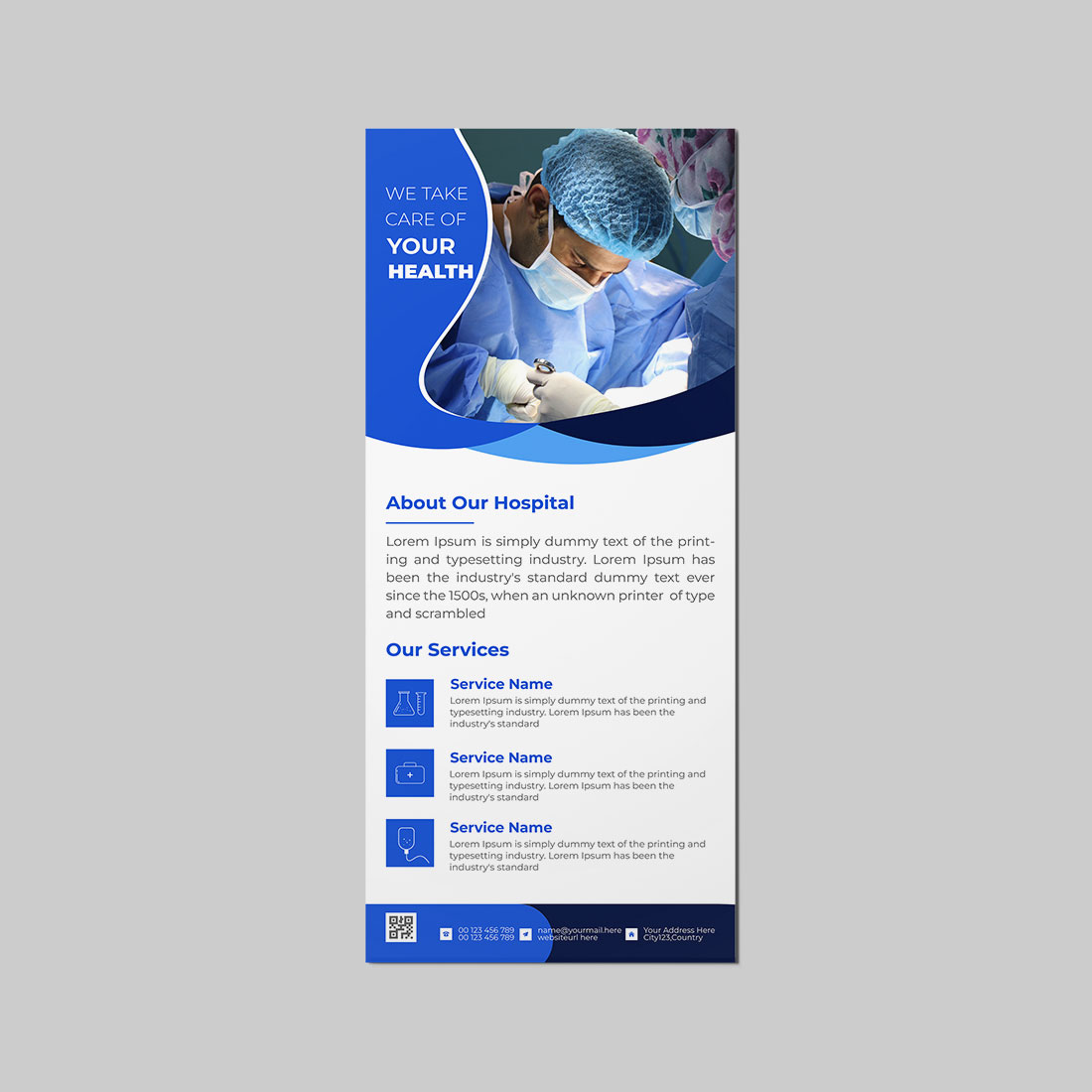 Medical rack card dl flyer design template preview image.