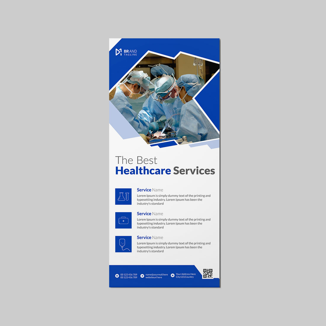 Medical rack card dl flyer design template preview image.