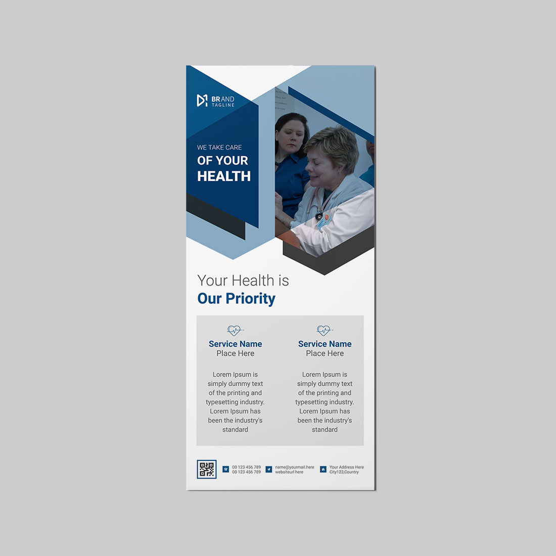 Doctor and medical service dl flyer template preview image.