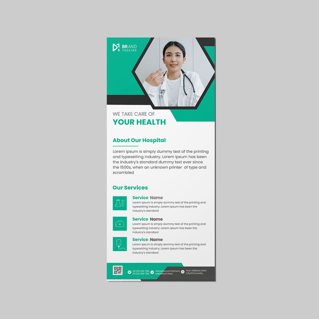 Modern dl flyer or rack card design template preview image.