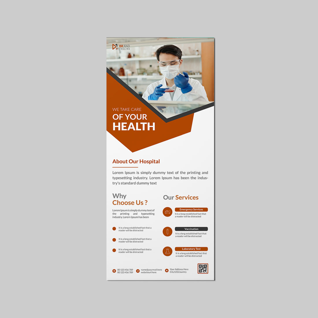 Medical rack card dl flyer design template preview image.