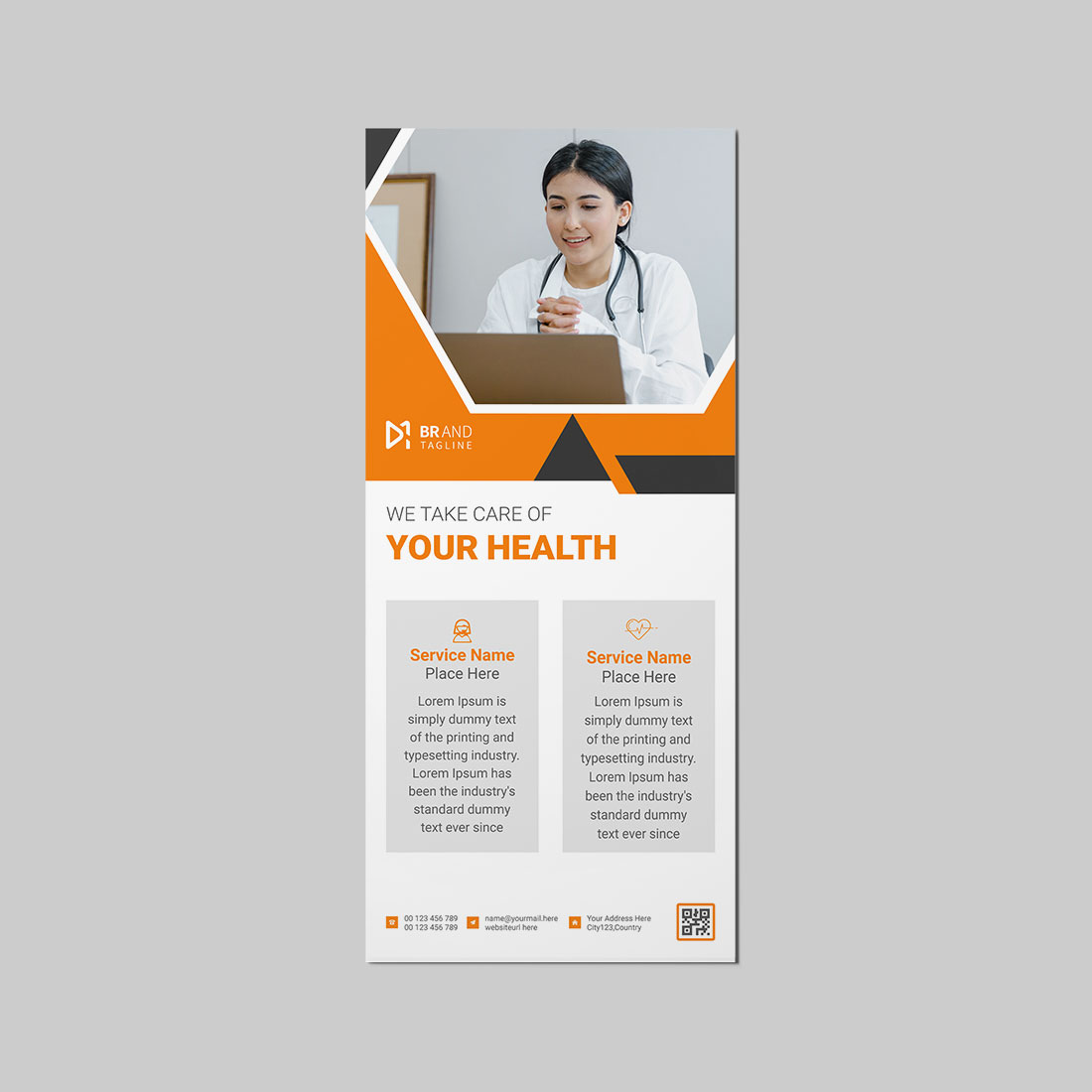 Medical healthcare rack card or dl flyer template preview image.