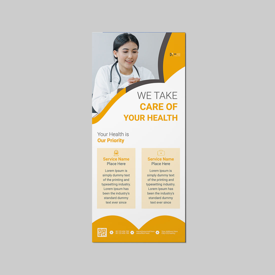 Medical rack card dl flyer design template preview image.