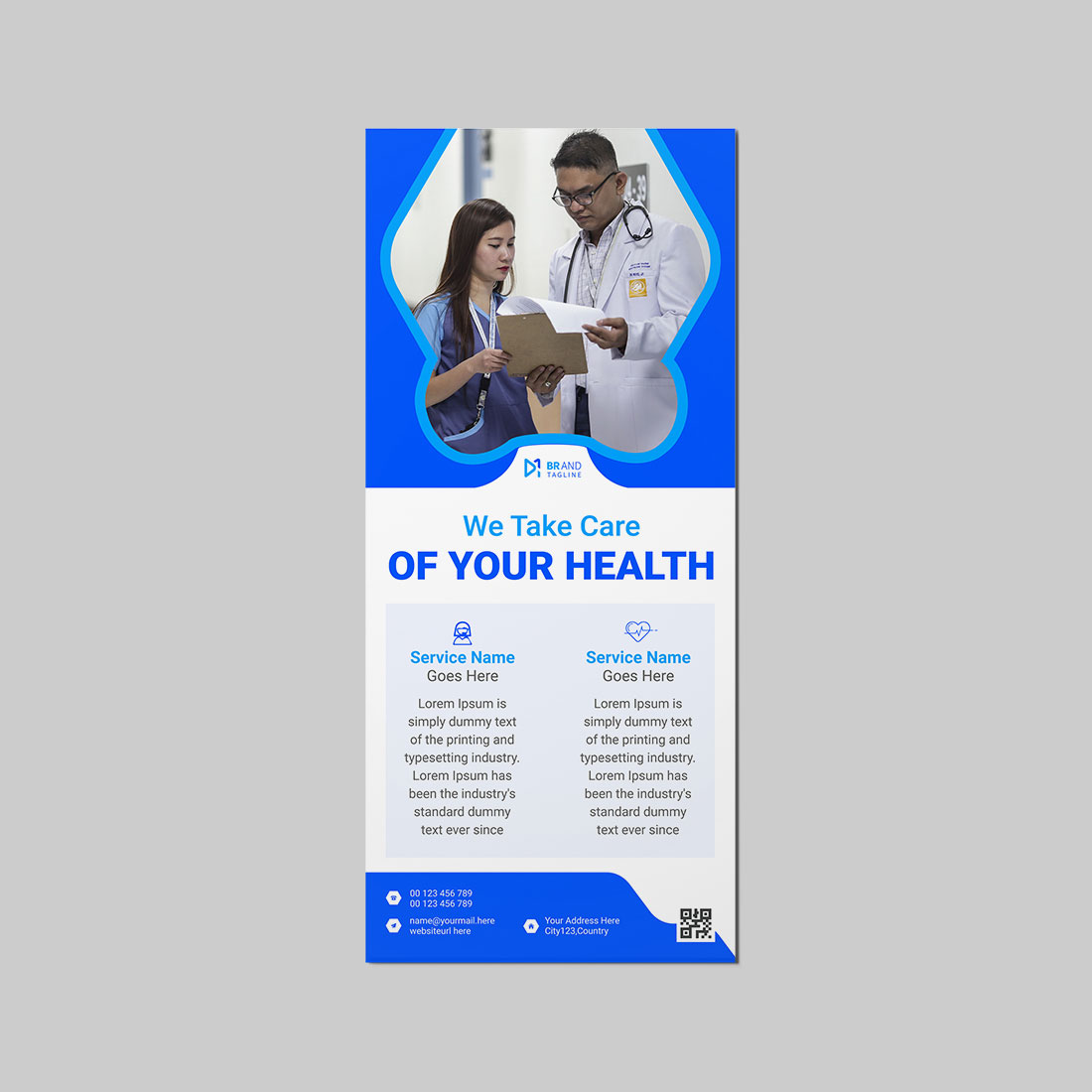 Medical rack card dl flyer design template preview image.