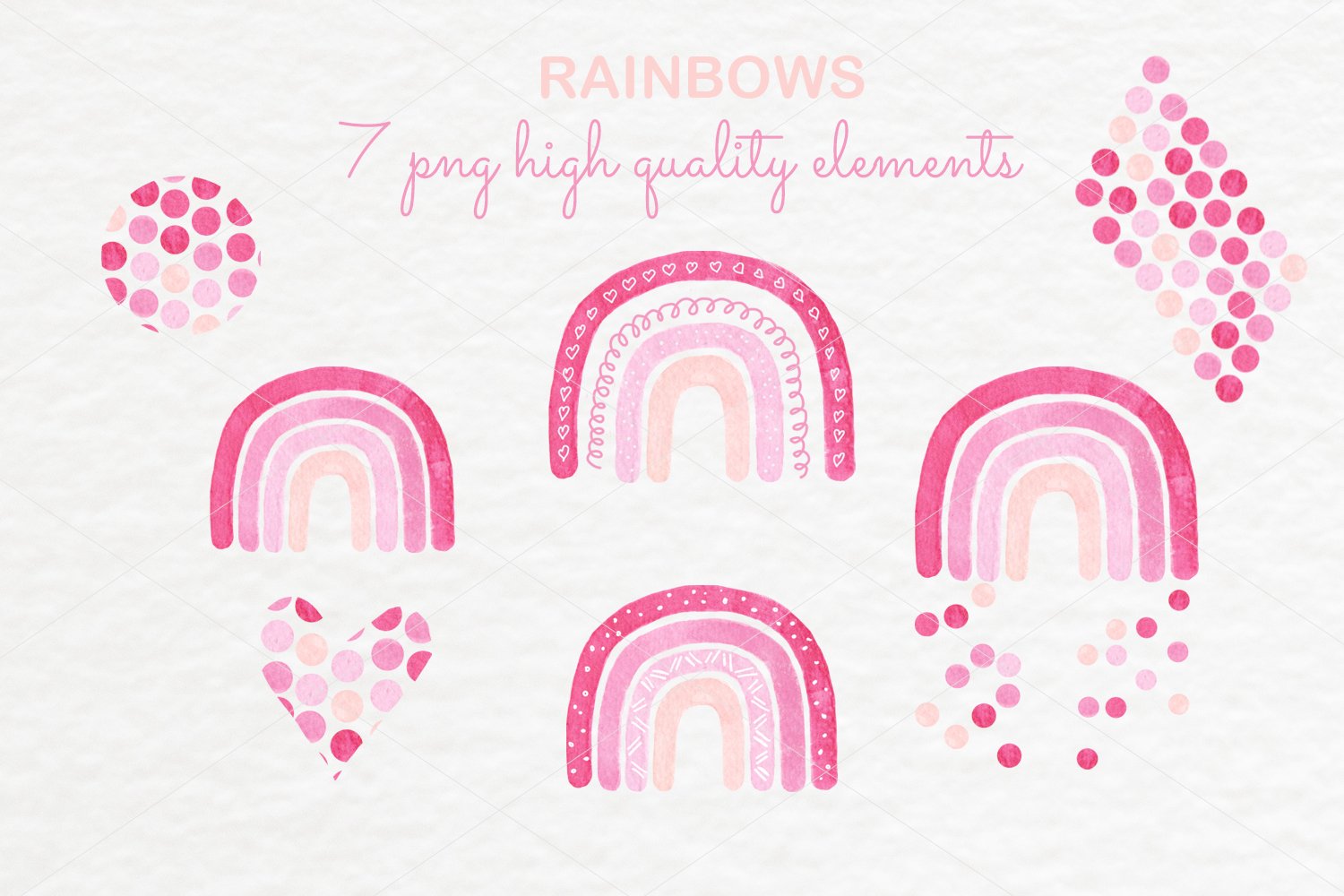 Watercolor rainbow clipart patterns preview image.