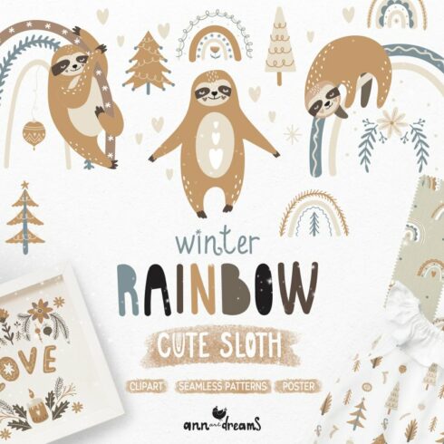 Winter Rainbow & Cute Sloth cover image.
