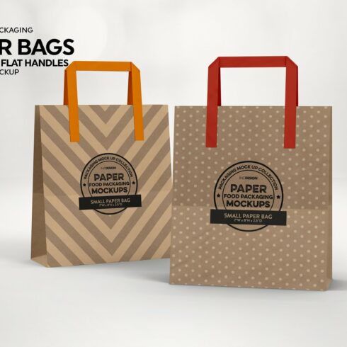 Small Paper Bags Flat Handles Mockup cover image.