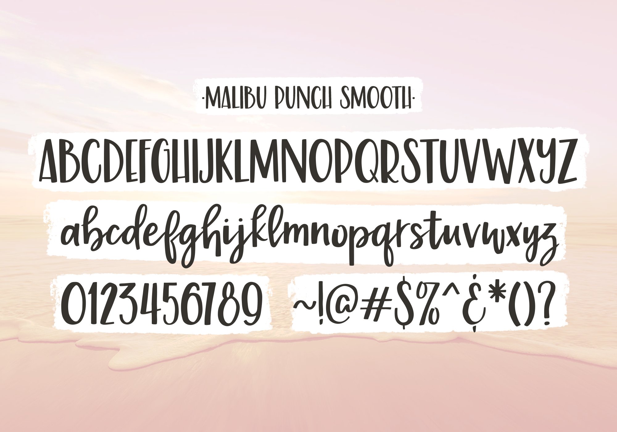 Malibu Punch, a flirty brush font preview image.