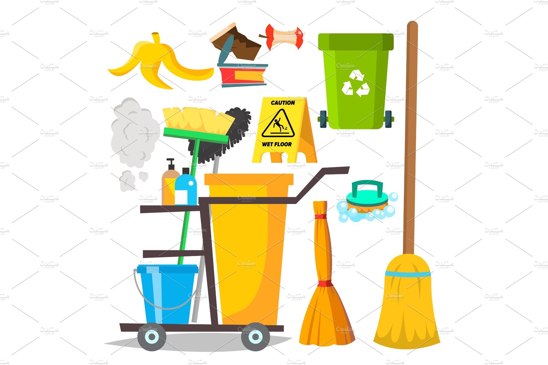 Cleaning Items Vector. Household cover image.
