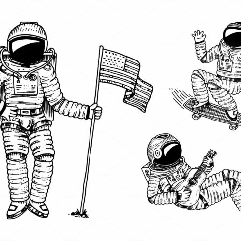 Astronaut soaring with the USA cover image.