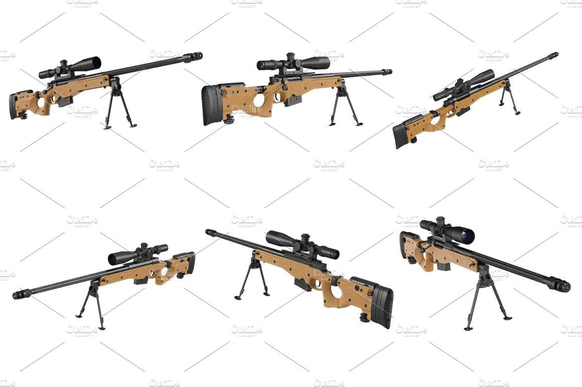 Rifle sniper beige weapon set preview image.