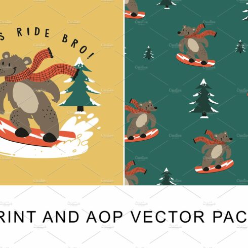 CUTE SNOWBOARDER BEAR PRINT PACK cover image.