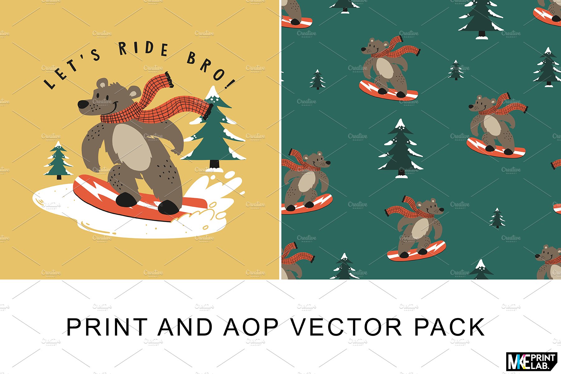 CUTE SNOWBOARDER BEAR PRINT PACK cover image.