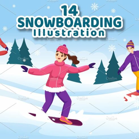 14 Snowboarding Illustration cover image.