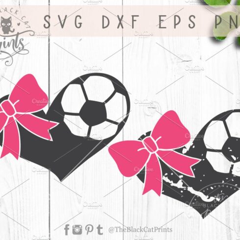 Soccer hearts bow SVG DXF EPS PNG cover image.