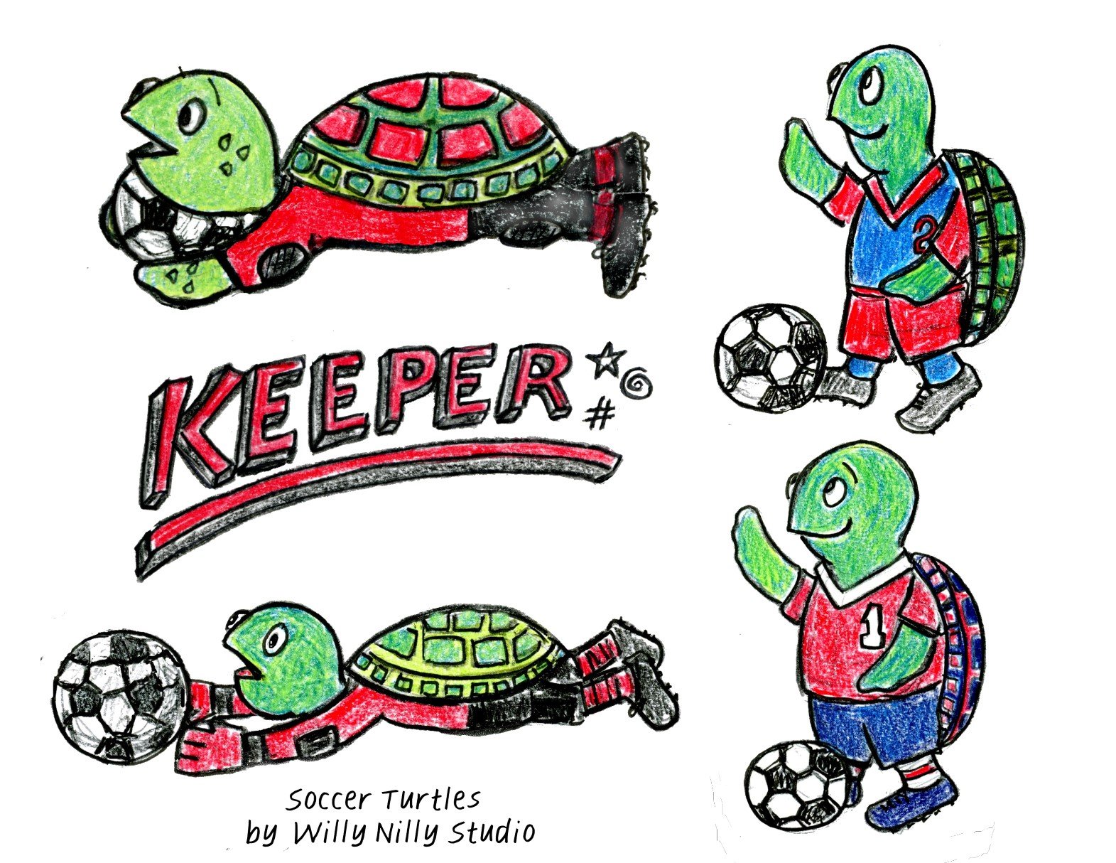 Sports Turtles Hand Drawn preview image.