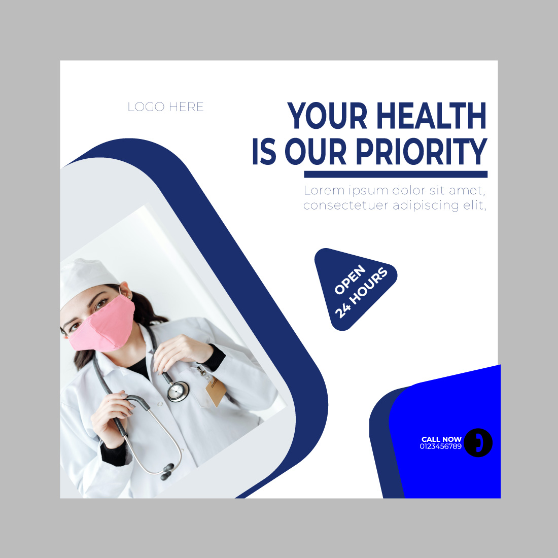 Medical brochure with a woman in a white coat.