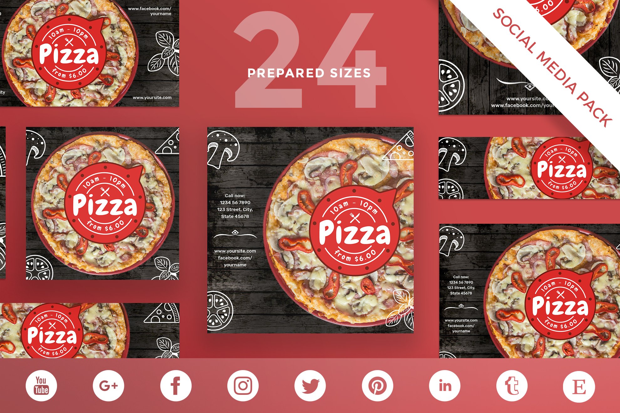 Social Media Pack | Pizza cover image.