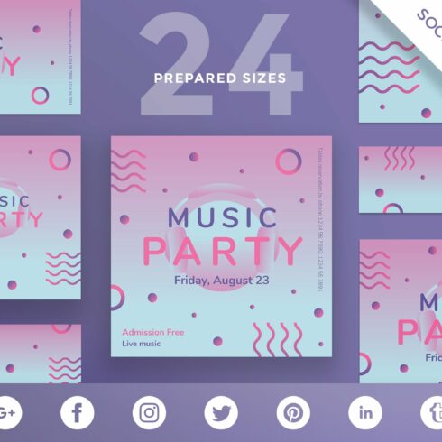 Social Media Pack | Pink Music Party cover image.