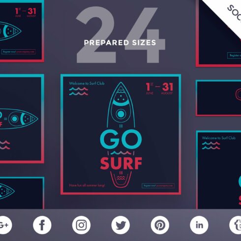 Social Media Pack | Go Surf cover image.