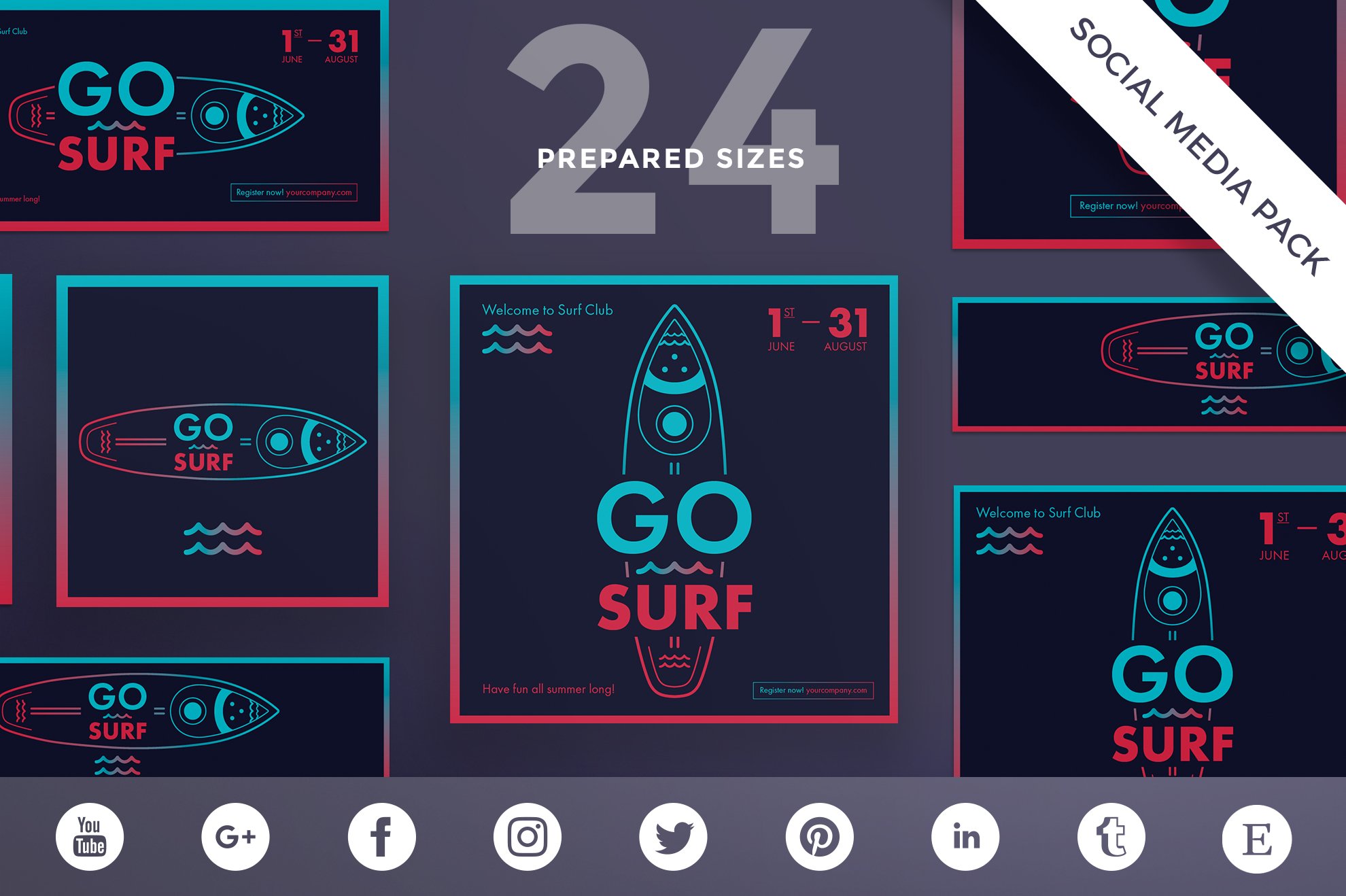 Social Media Pack | Go Surf cover image.