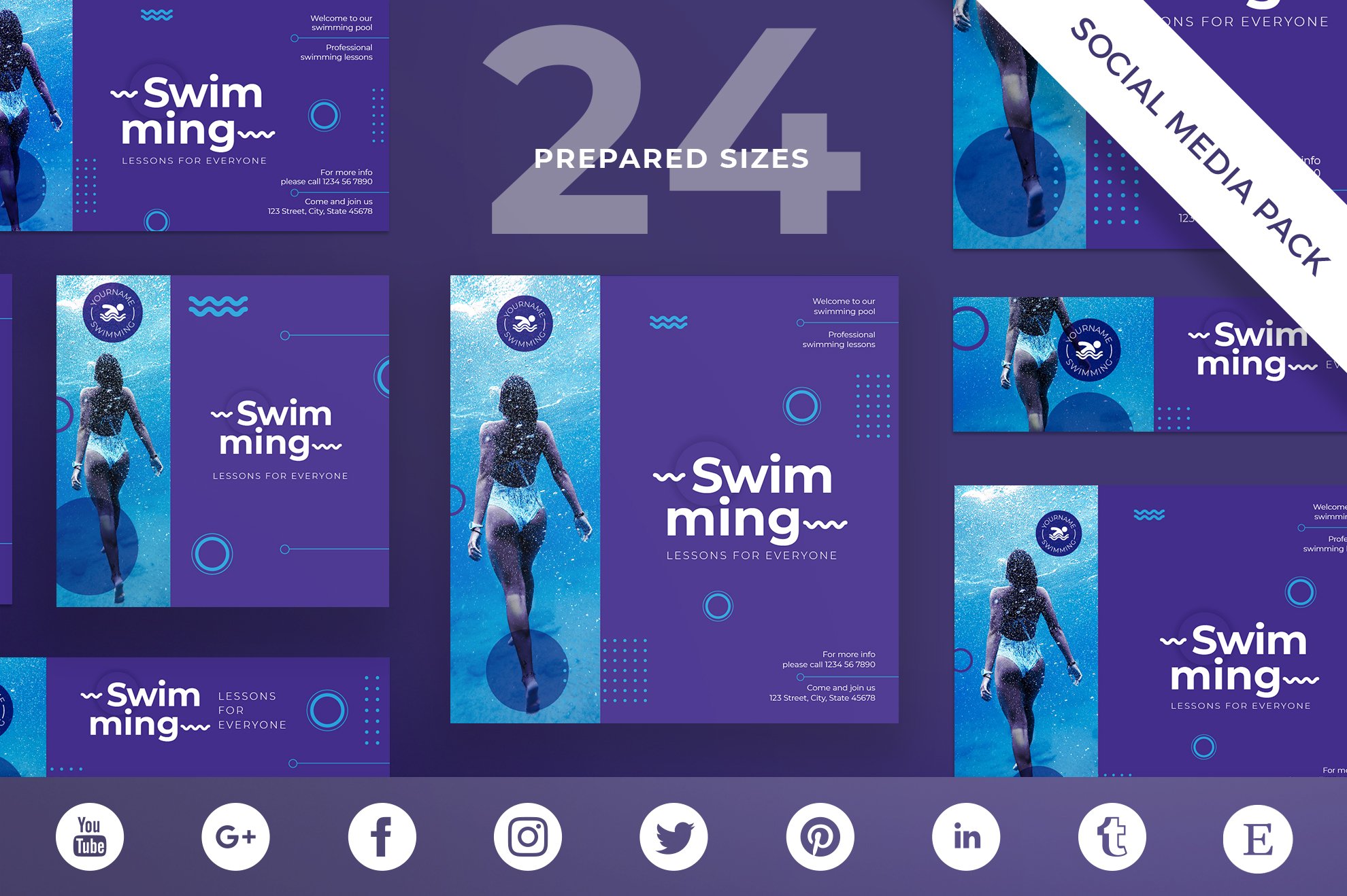 Social Media Pack | Swimming Lessons cover image.