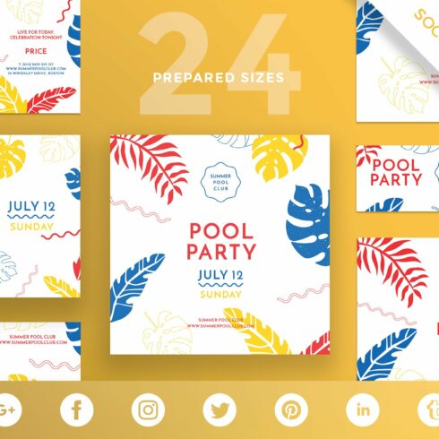 Social Media Pack | Pool Party cover image.