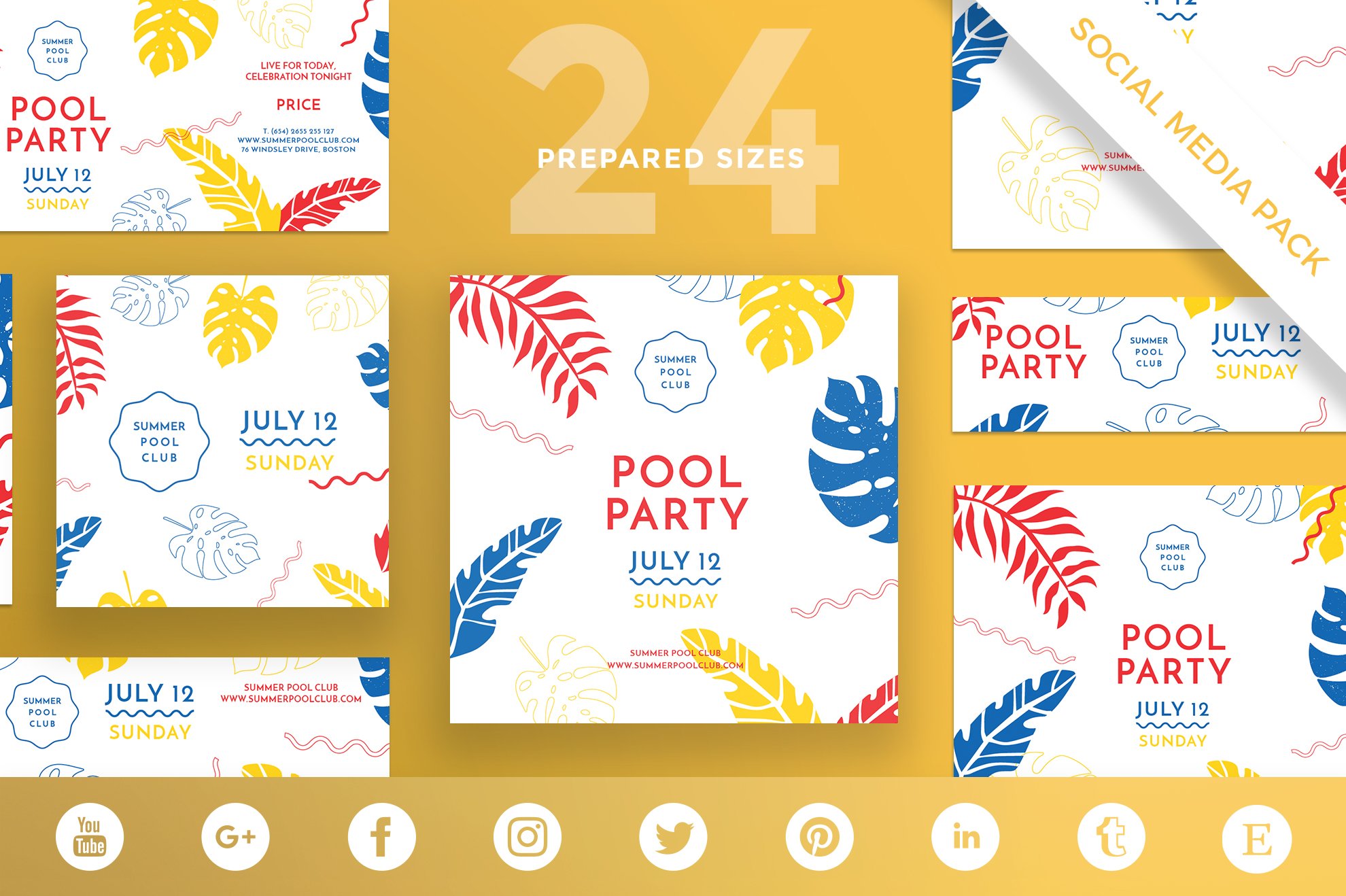 Social Media Pack | Pool Party cover image.