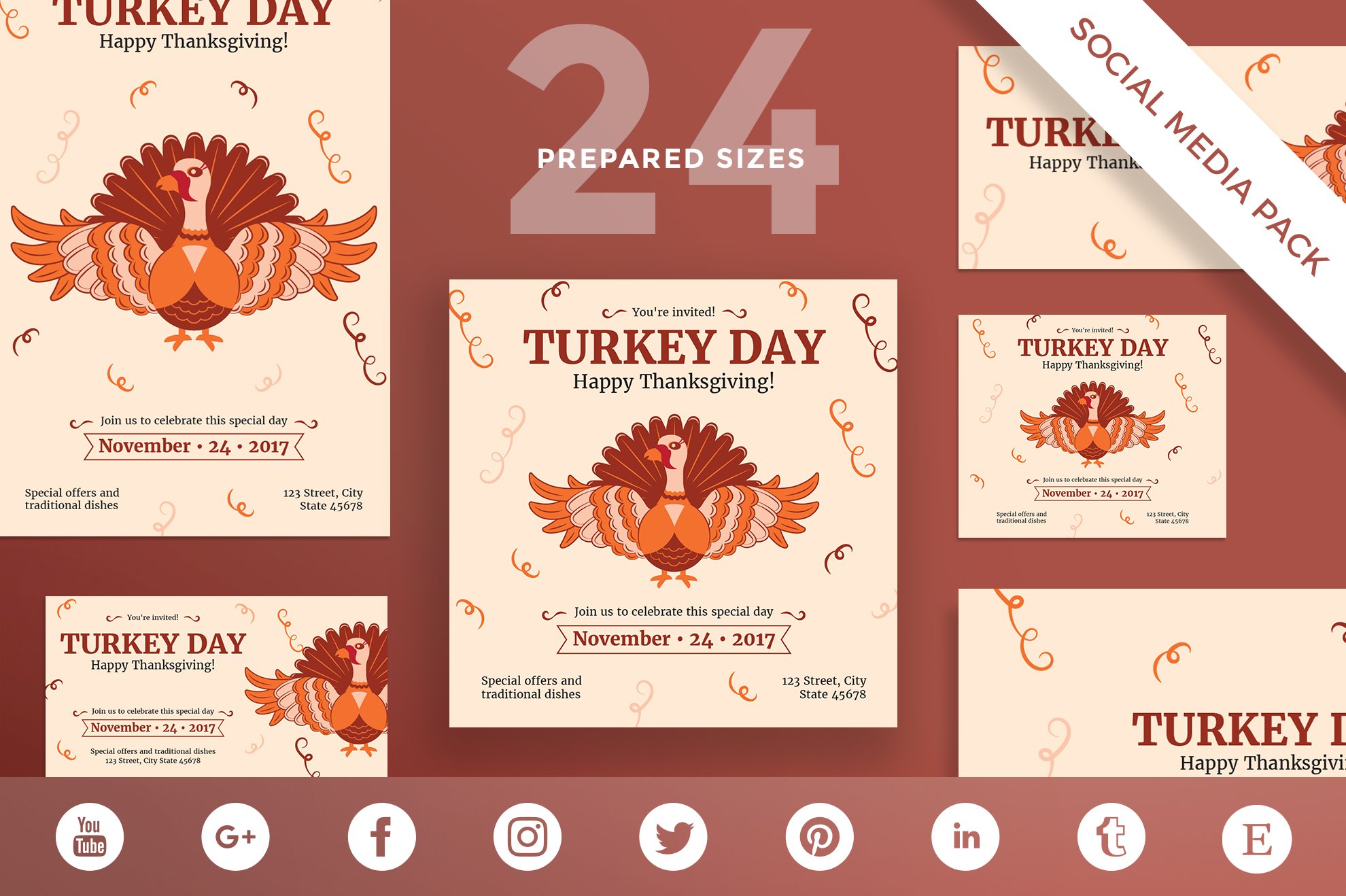 Social Media Pack | Turkey Day cover image.