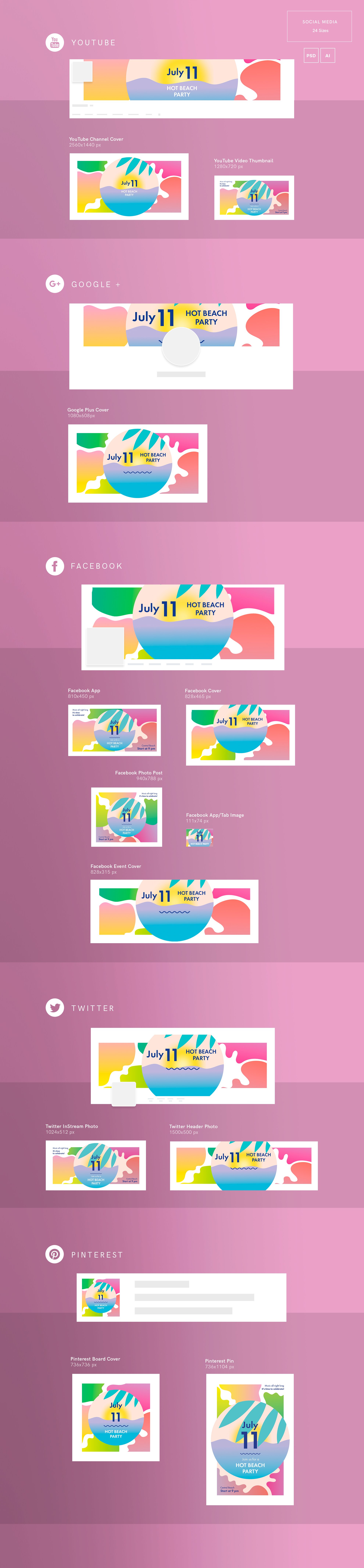 Social Media Pack | Hot Beach Party preview image.