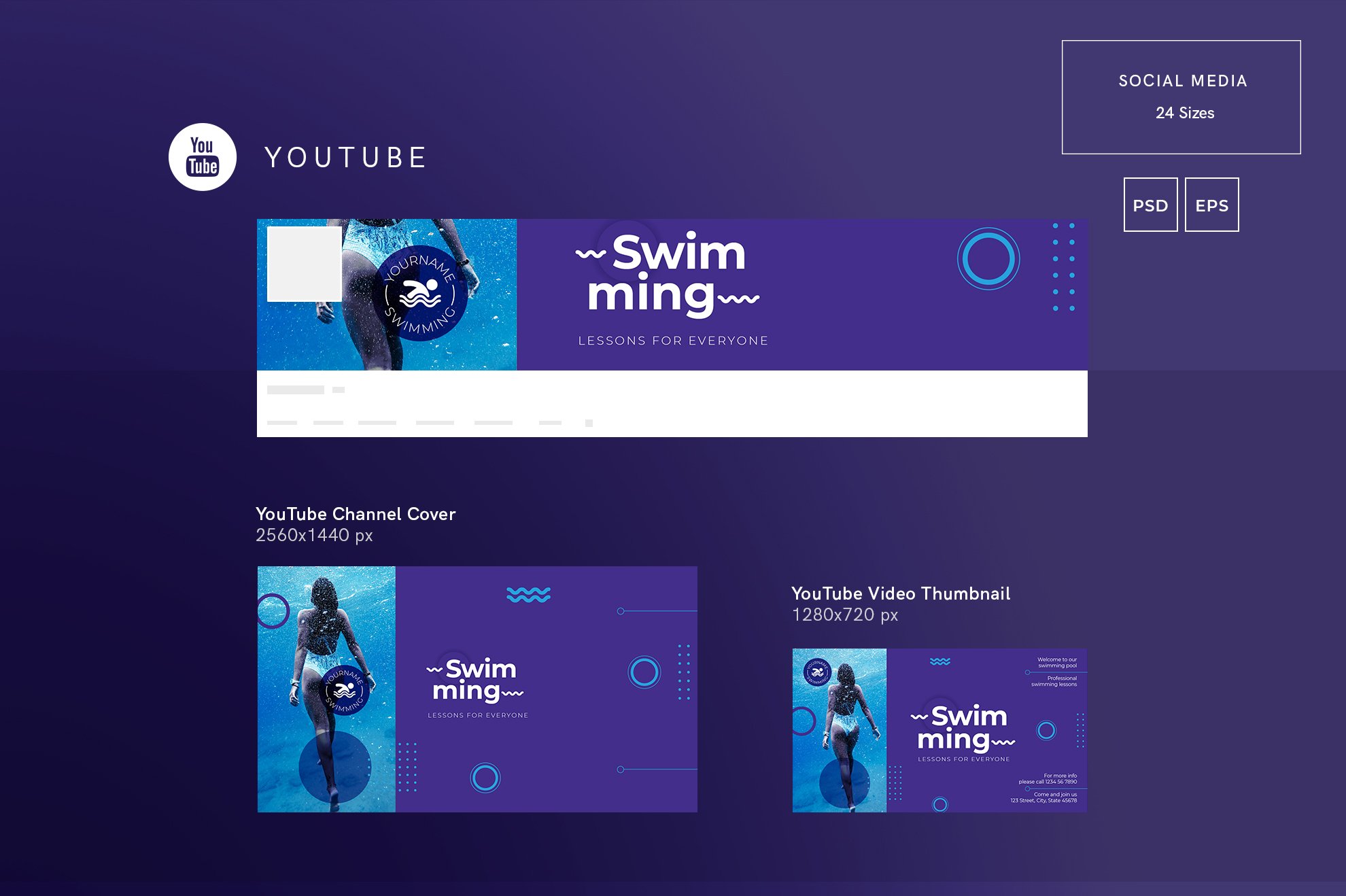 Social Media Pack | Swimming Lessons preview image.