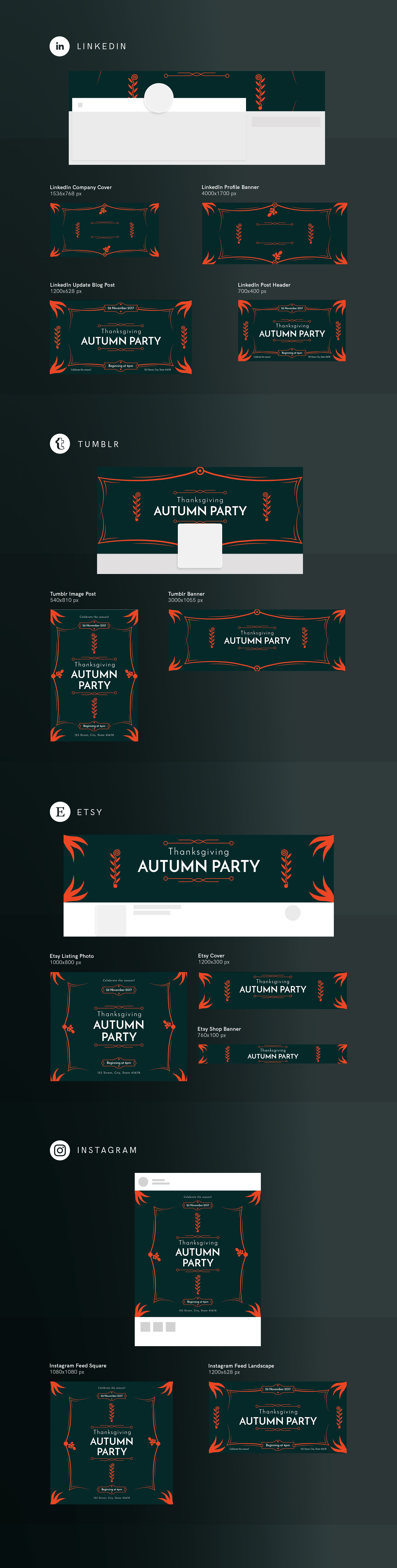 Social Media Pack | Autumn Party preview image.