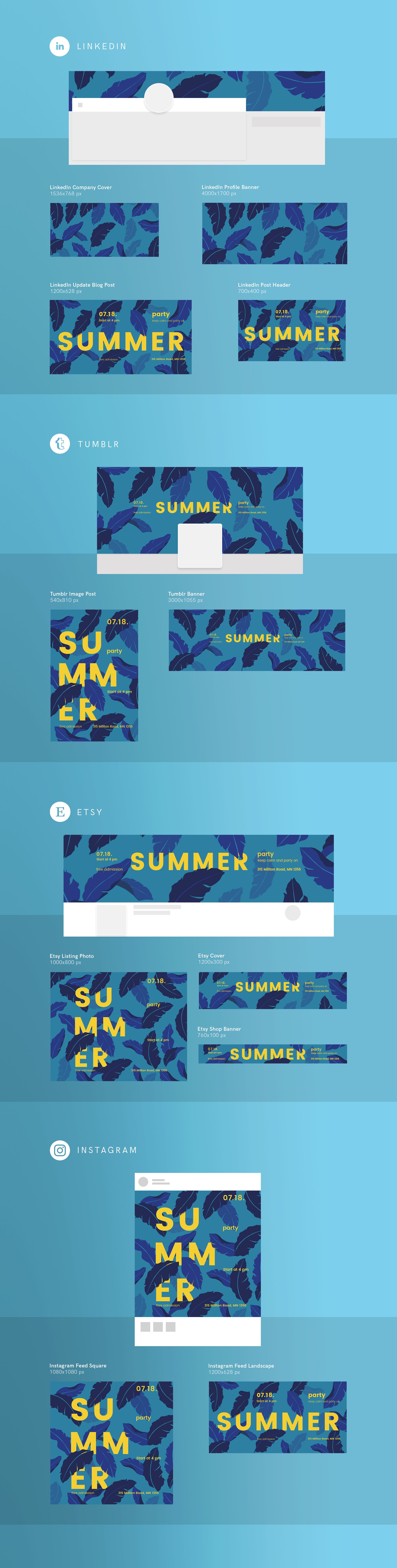 Social Media Pack | Summer Leaves preview image.