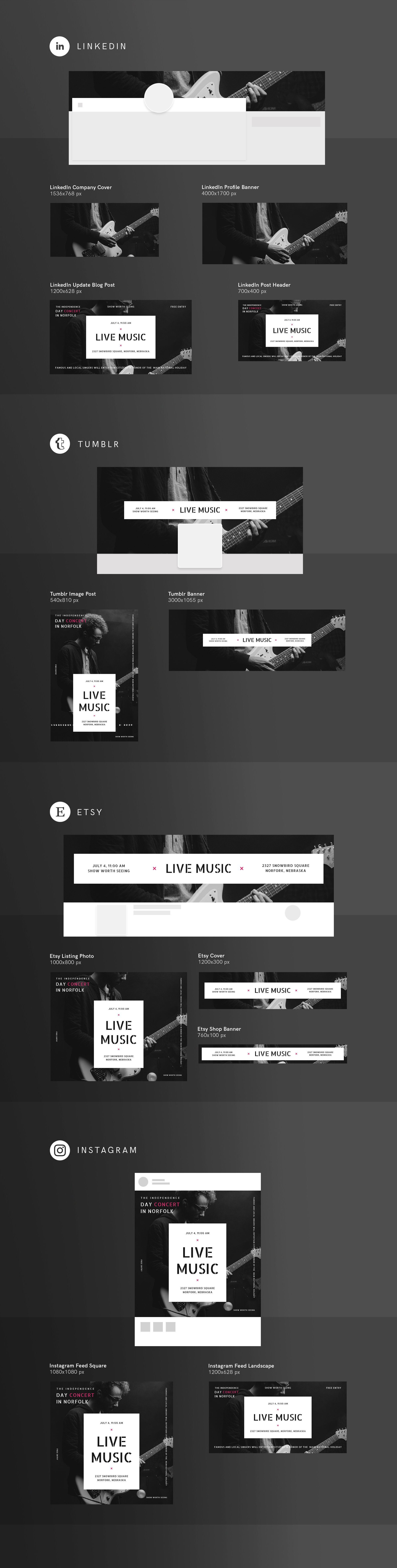 Social Media Pack | Live Music preview image.