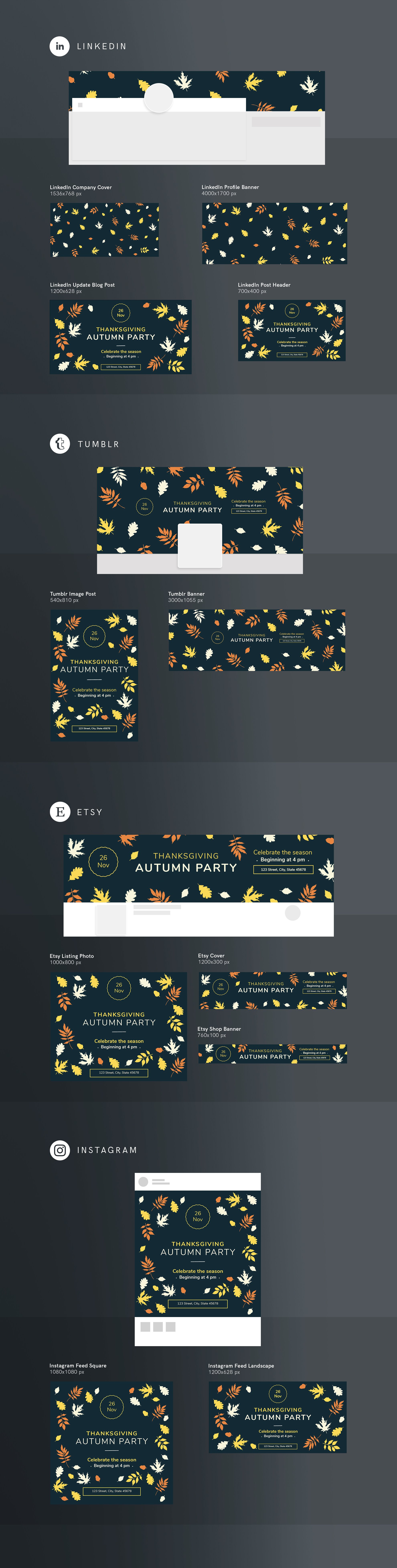 Social Media Pack | Autumn Party preview image.