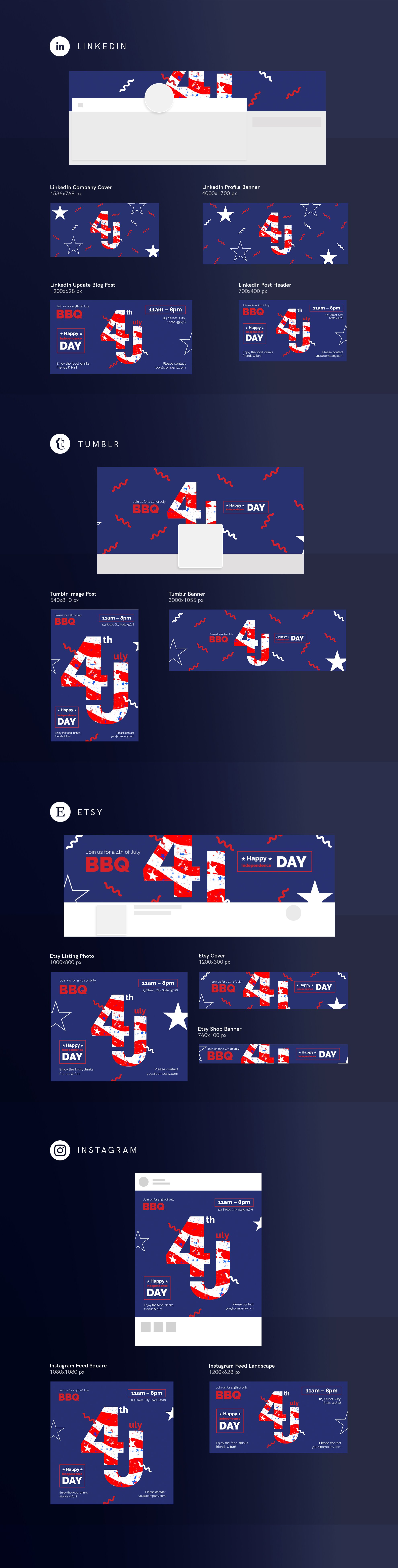 Social Media Pack | Independence Day preview image.