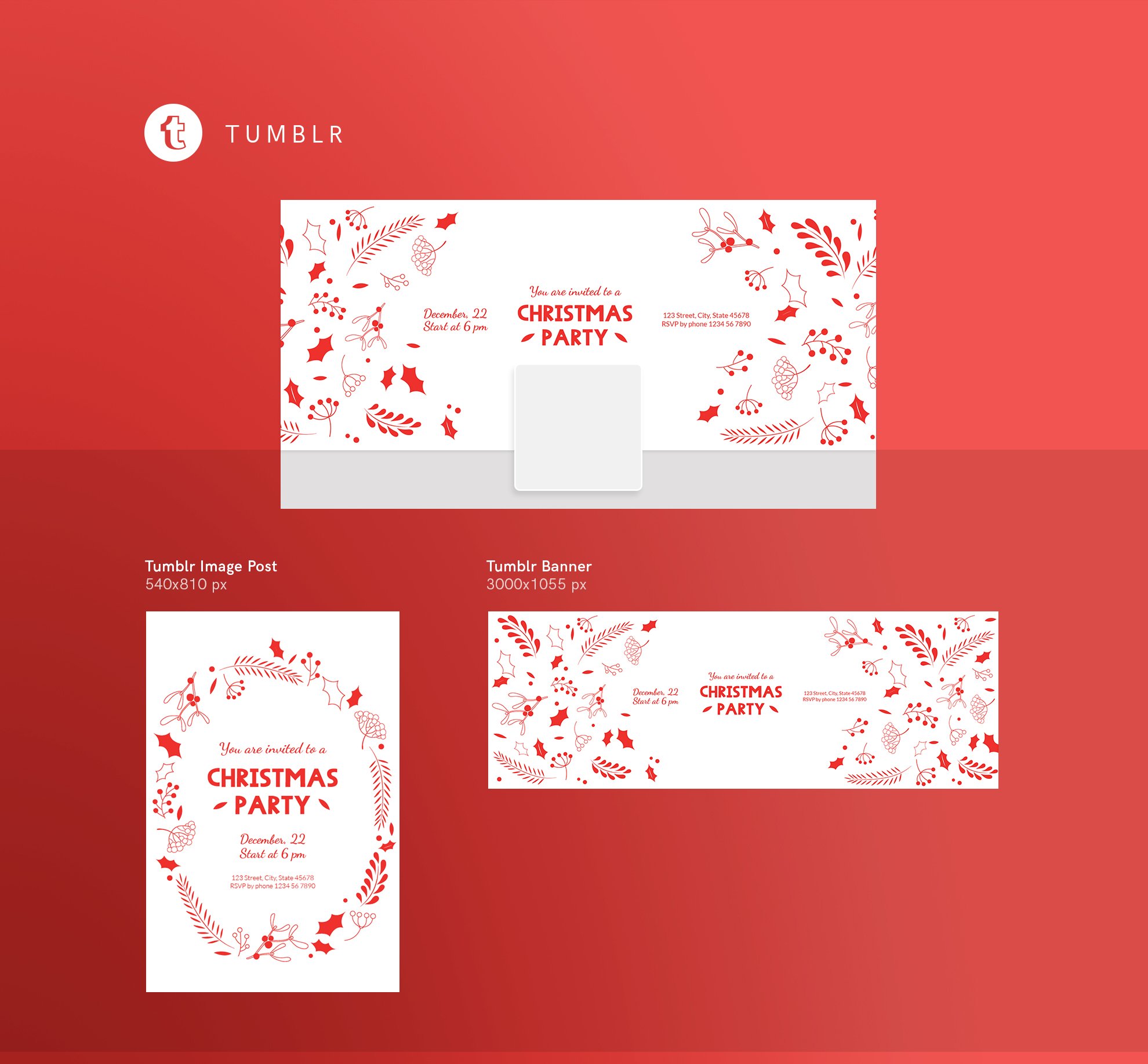 Social Media Pack | Christmas Party preview image.