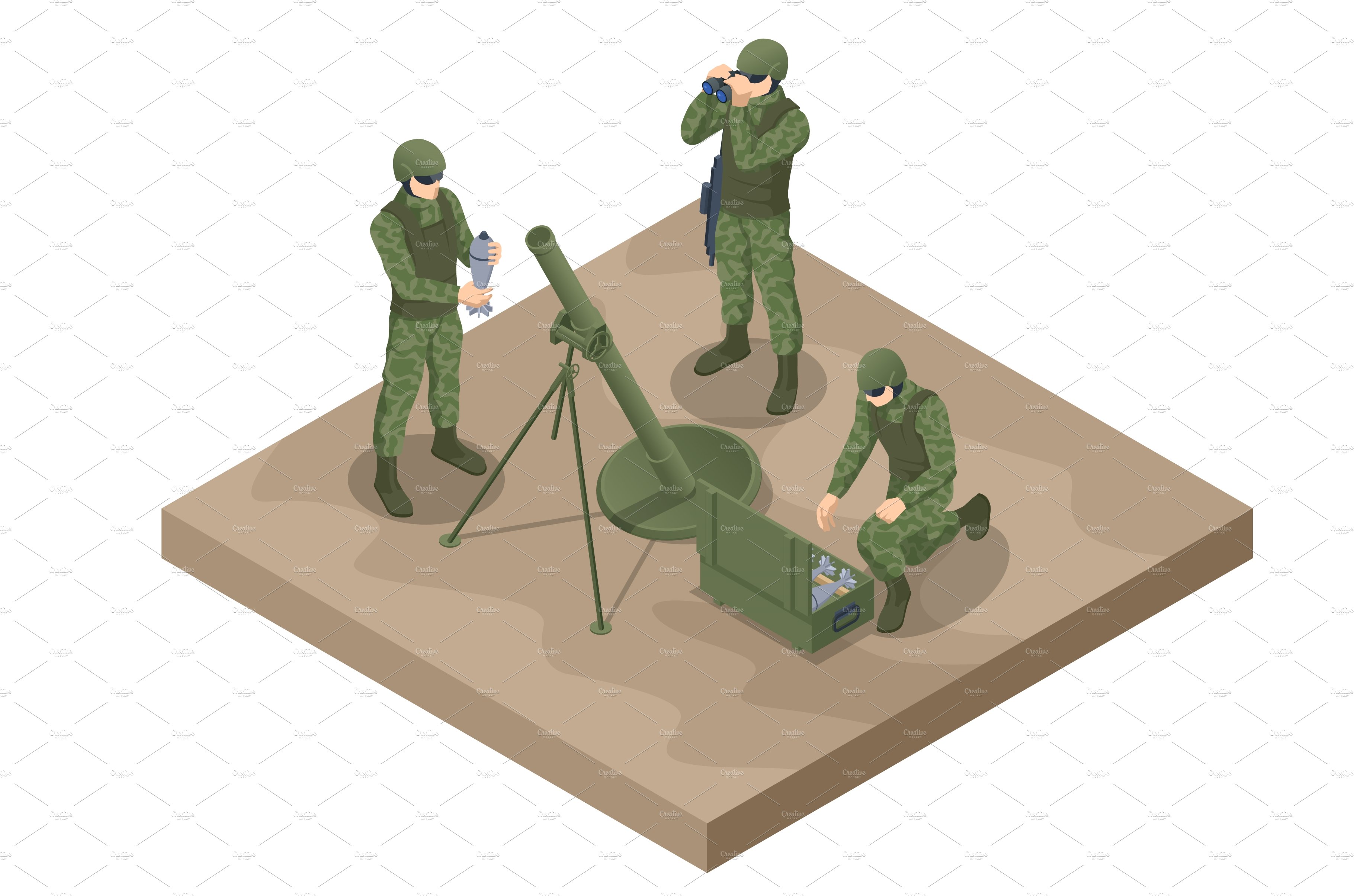 Isometric Soldiers mortar crew cover image.