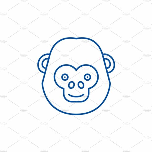 Funny chimpanzee line icon concept cover image.