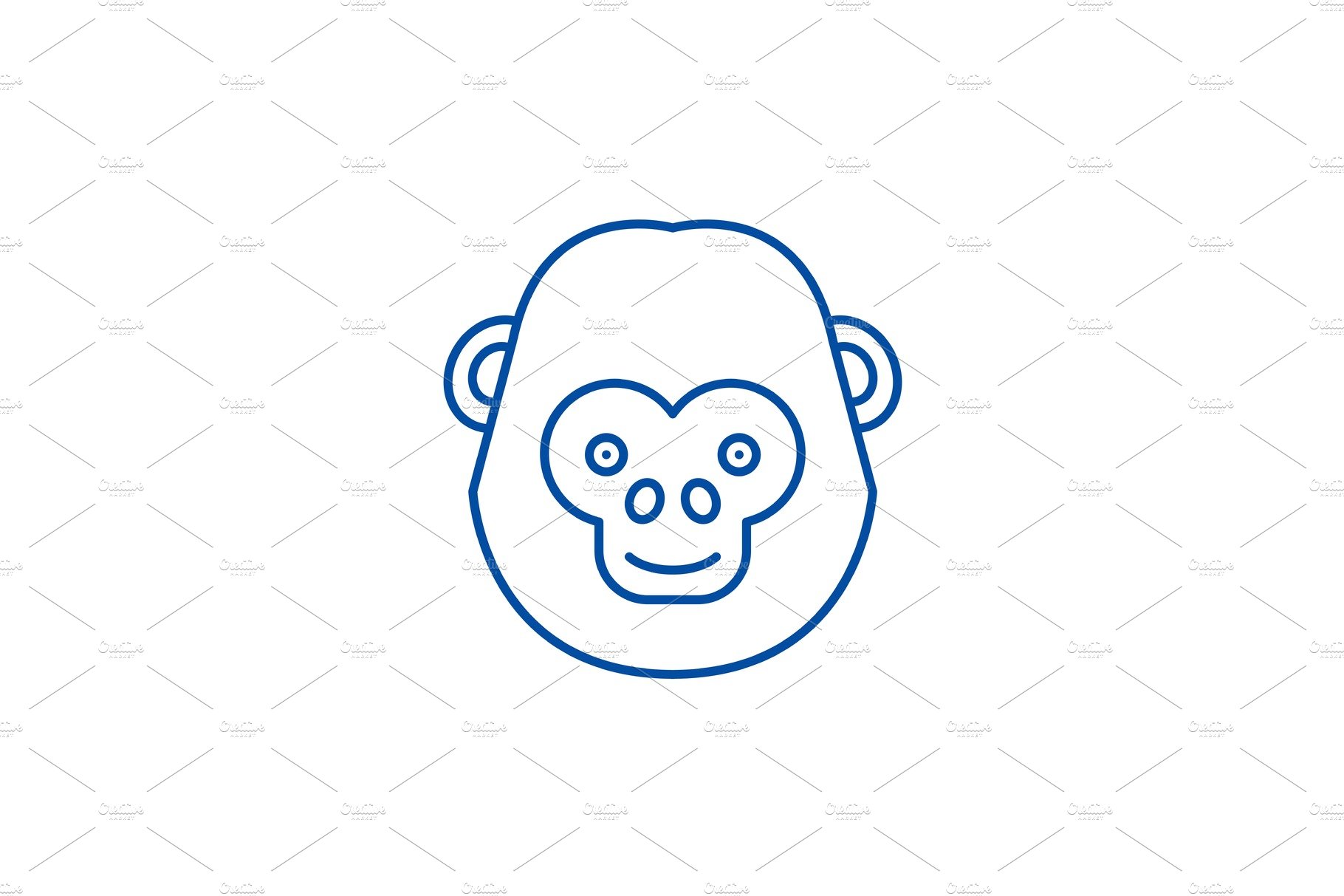 Funny chimpanzee line icon concept cover image.