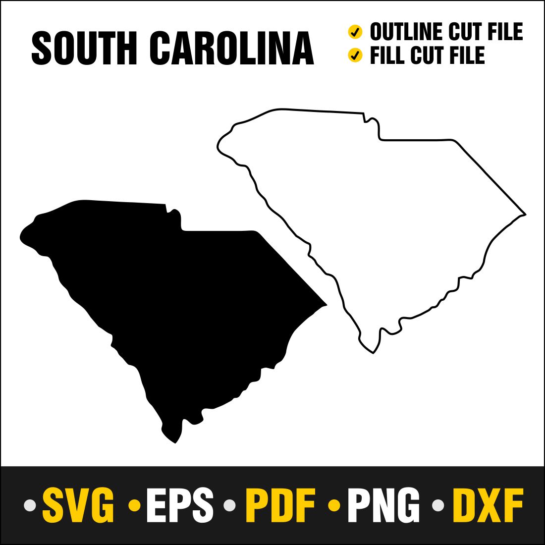 South Carolina SVG, PNG, PDF, EPS & DXF cover image.