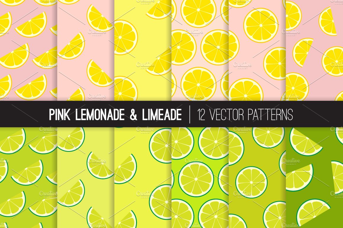 Vector Lemonade and Limeade Patterns cover image.