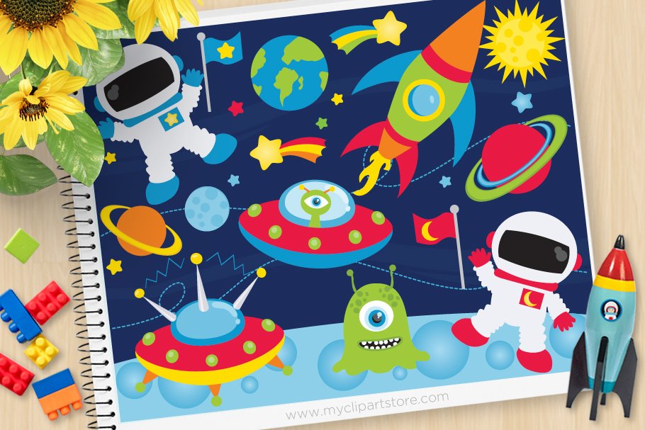 Space Adventures, Astronaut Clipart cover image.
