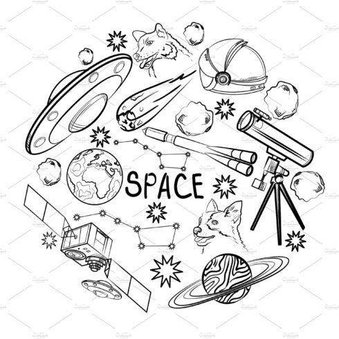 Set of space elements cover image.