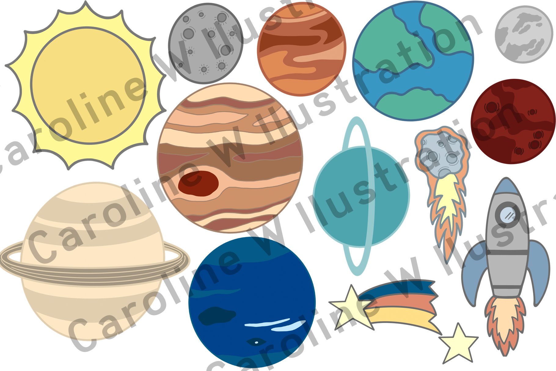 Outer space clipart preview image.