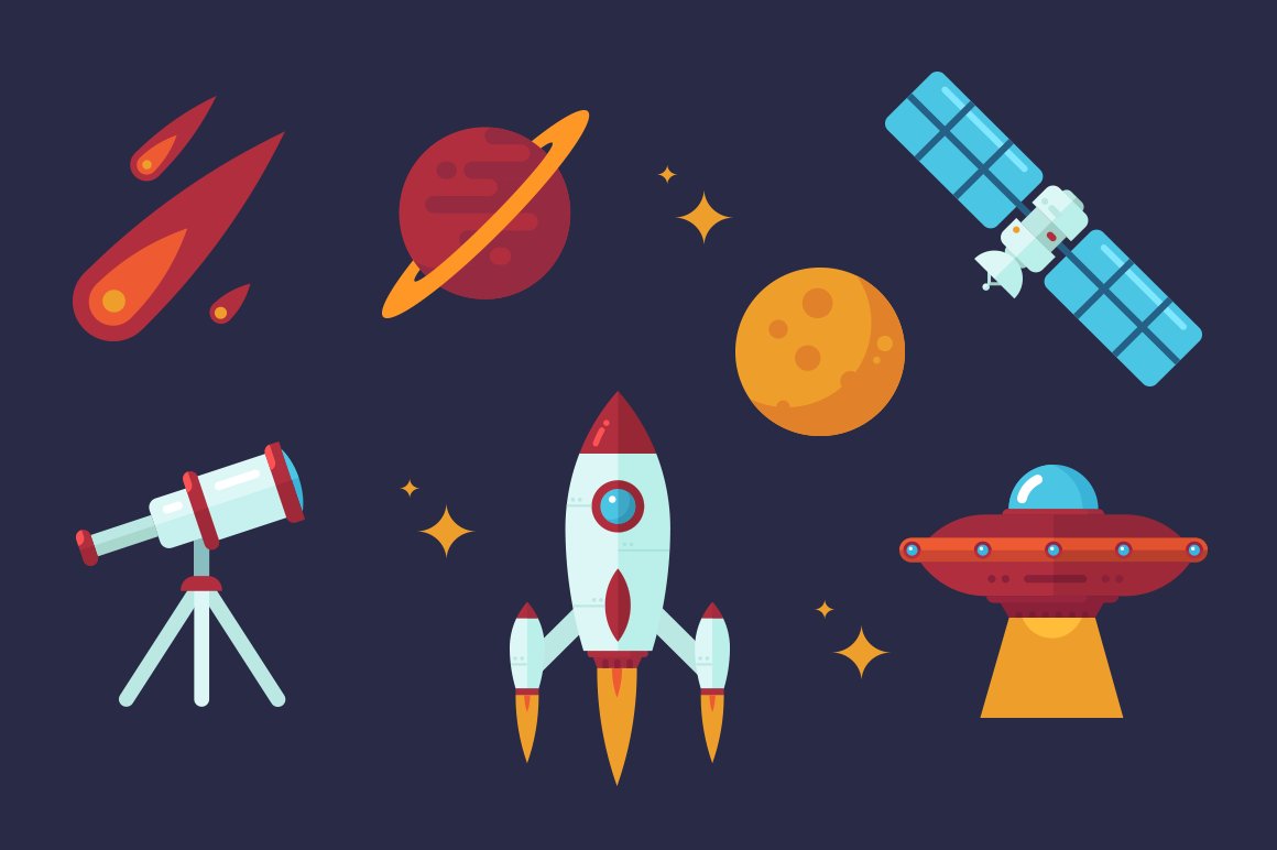 Space Vector Flat Clip Art cover image.