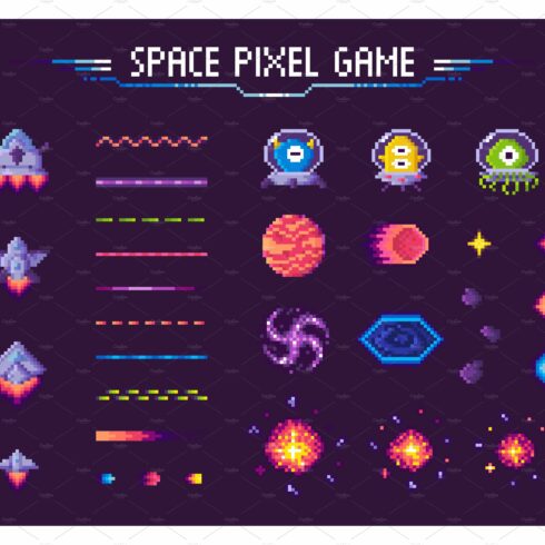 Space Pixel Game Spaceship and cover image.