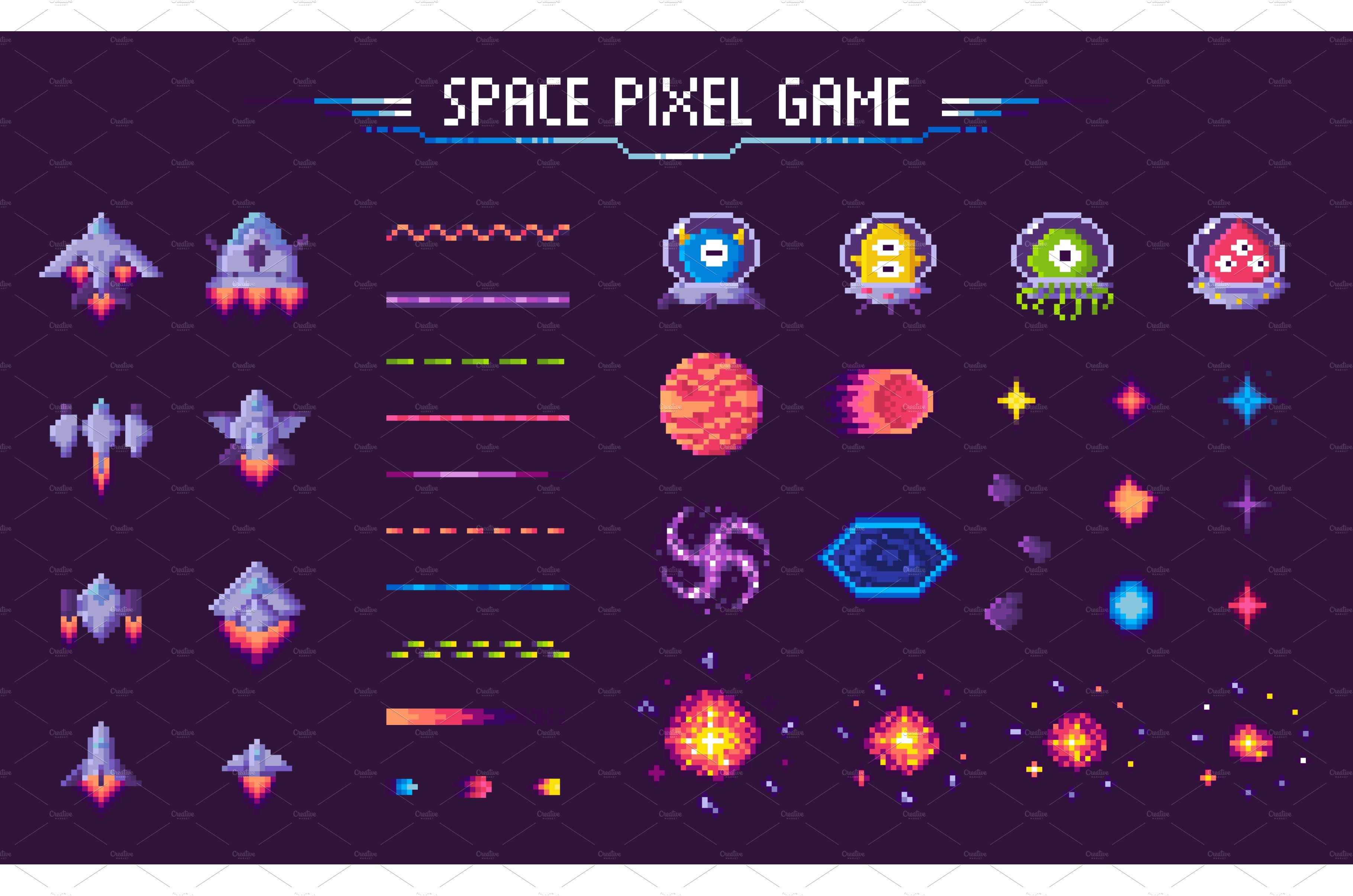 Space Pixel Game Spaceship and cover image.